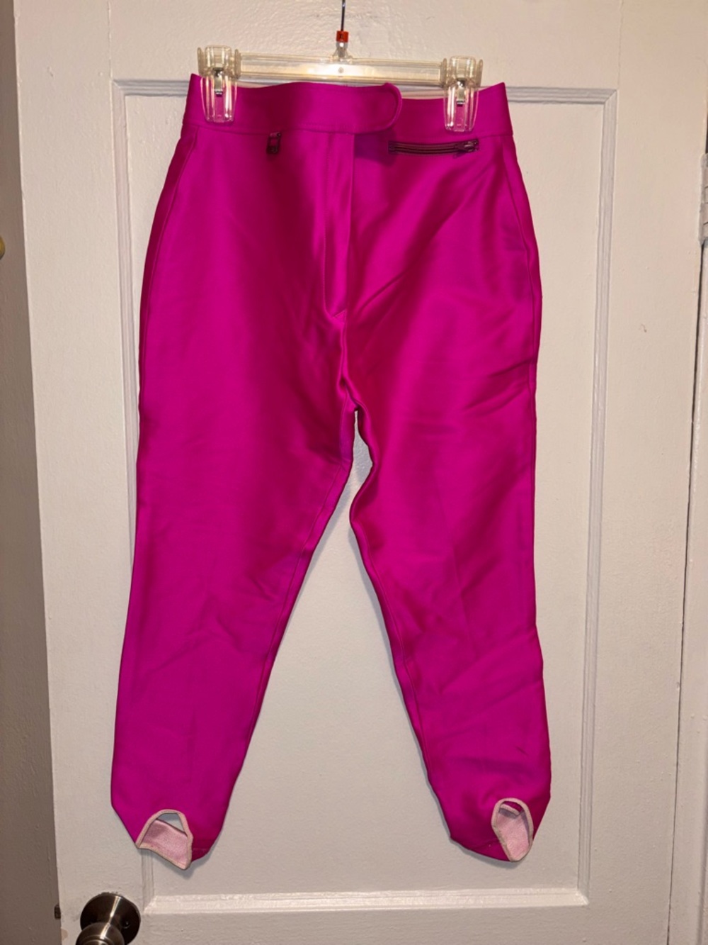 Vtg Fera Skiwear Women’s Pink Stretch Ski Pants Stirrups Size 12R Base Shell